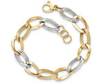 14K White and Yellow Gold Link Bracelet in Polished 14K Yellow Gold (8.00 Inches)
